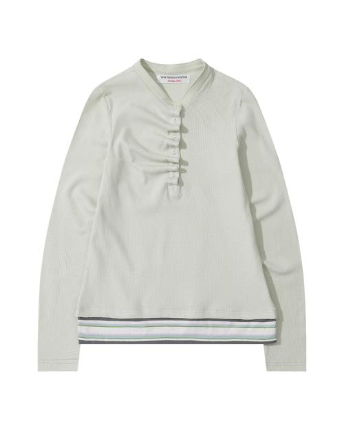 BUTTON NECK LAYERED LONG SLEEVE (GREEN)