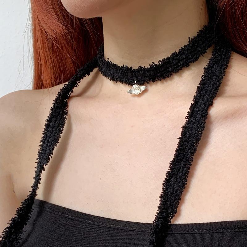 Rose scarf necklace