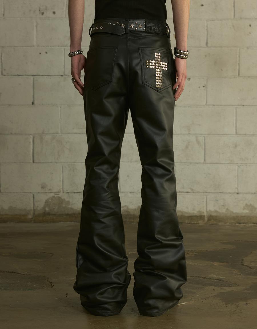 [0125] Cross Stud Leather Pants - Black