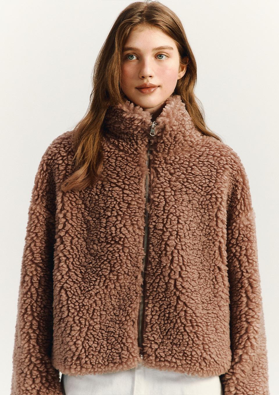 뽀글이 하이넥 집업(MAFDJP01NBR)