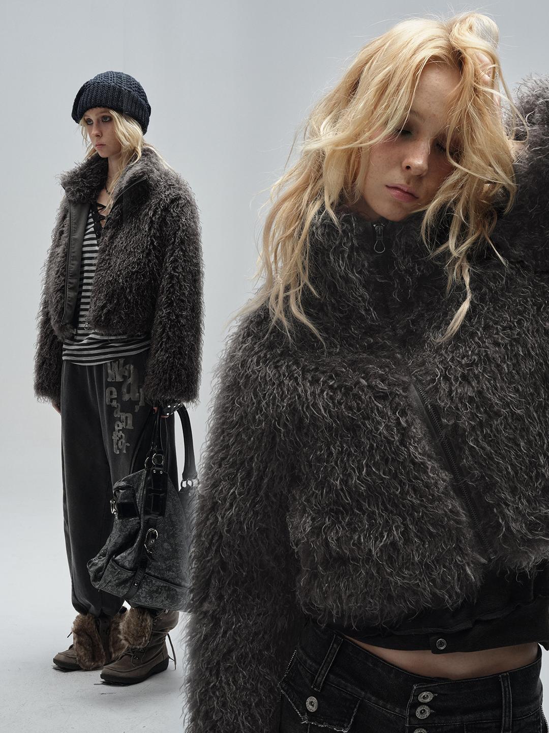 wearAndtear Fur loose street casual short jacket
