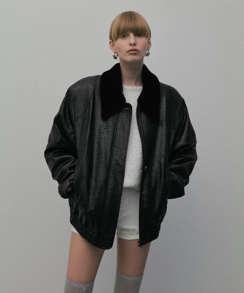 CRACK LEATHER BLOUSON_BLACK