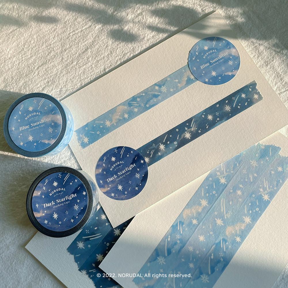 낮과 밤의 하늘 마스킹 테이프-블루 선샤인,다크 스타라이트