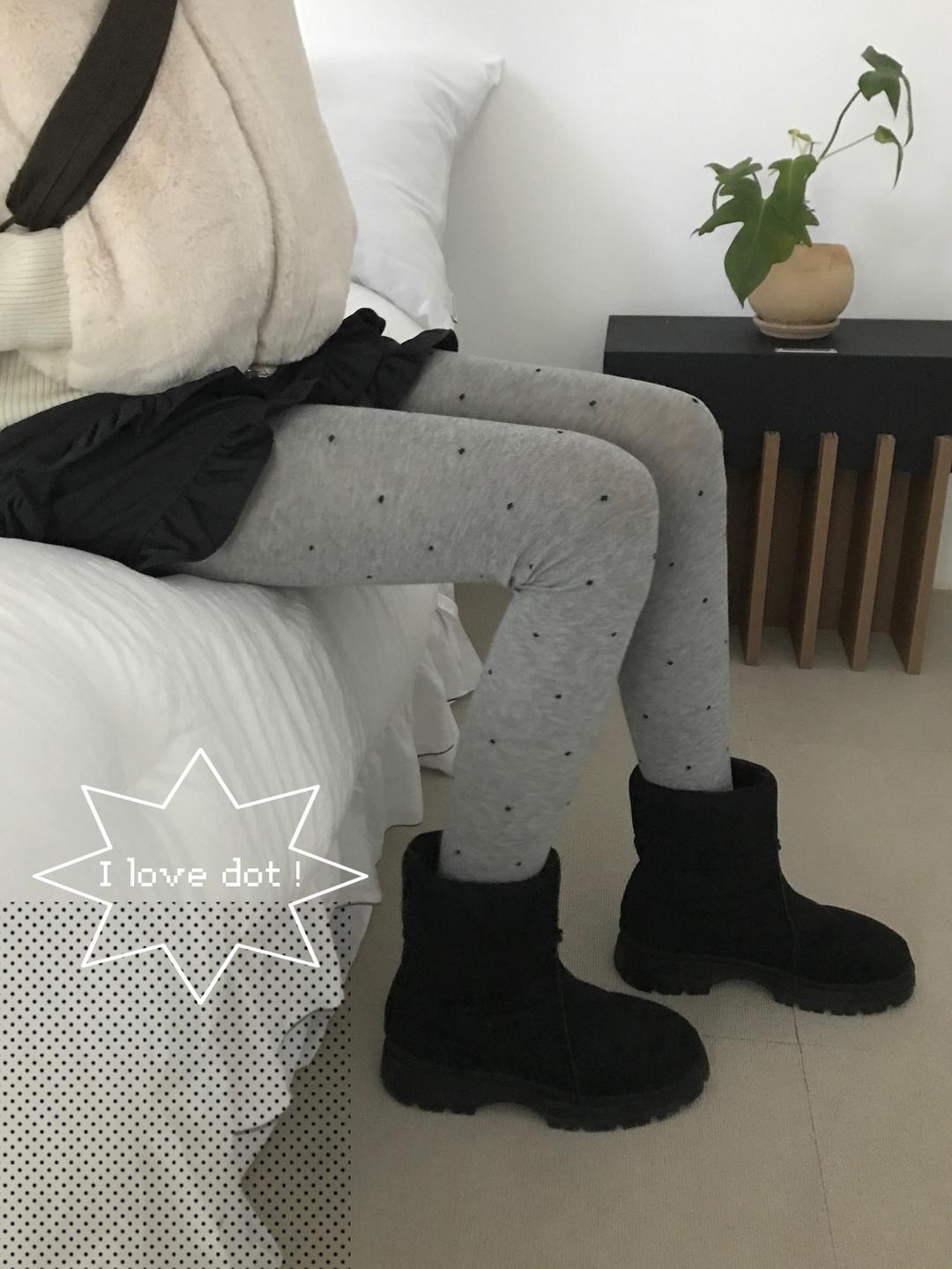 DOT COTTON STOCKING (GRAY / CHARCOAL)