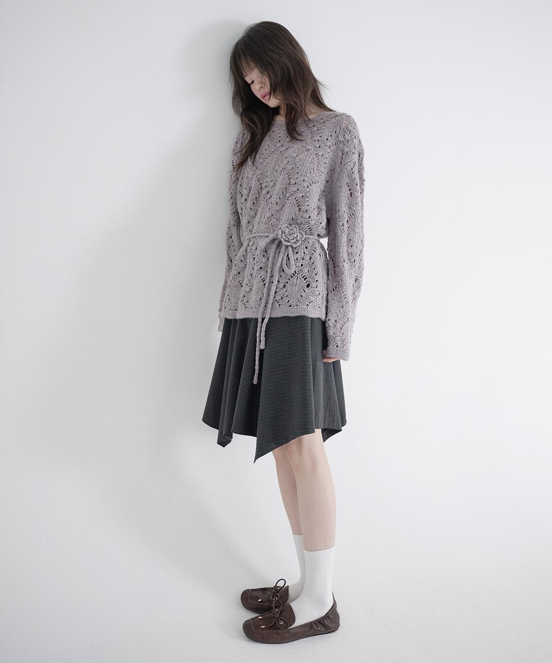 마가린핑거스 CORSAGE POINTELLE PULLOVER (PURPLE)