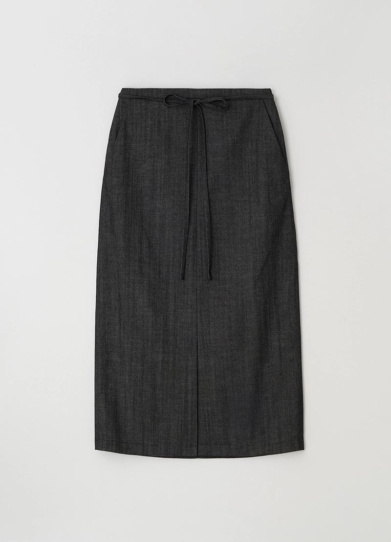 Step around - [5차] Belted H-line skirt_BLACK DENIM