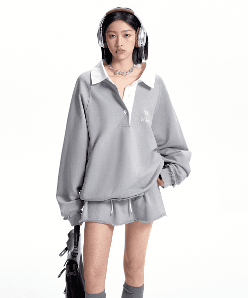 컬러 블록 스웻셔츠&버드 스커트 세트