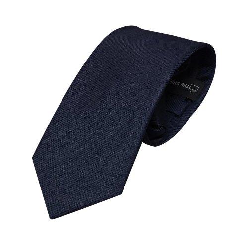 트윌 네이비 솔리드 자동 지퍼 넥타이