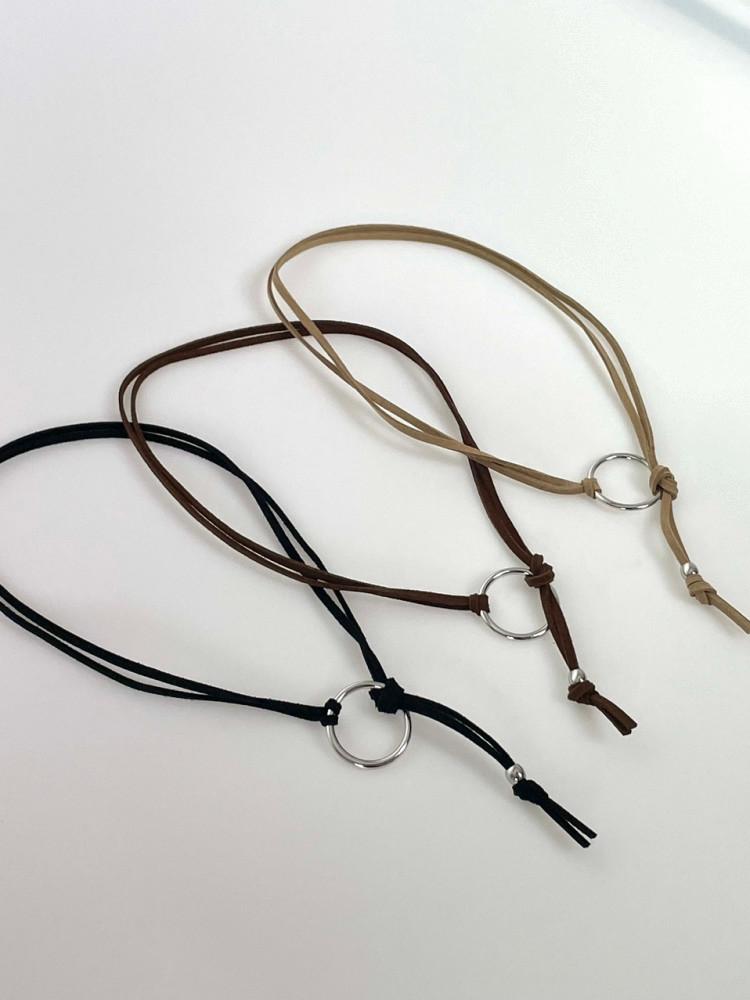 [Suede Ring Leash]가죽 링 목걸이