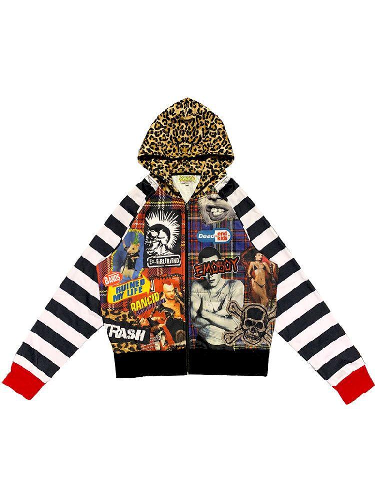 Amerikan Punk Eopard 프린트 Jipper Sua Tshirt Japper