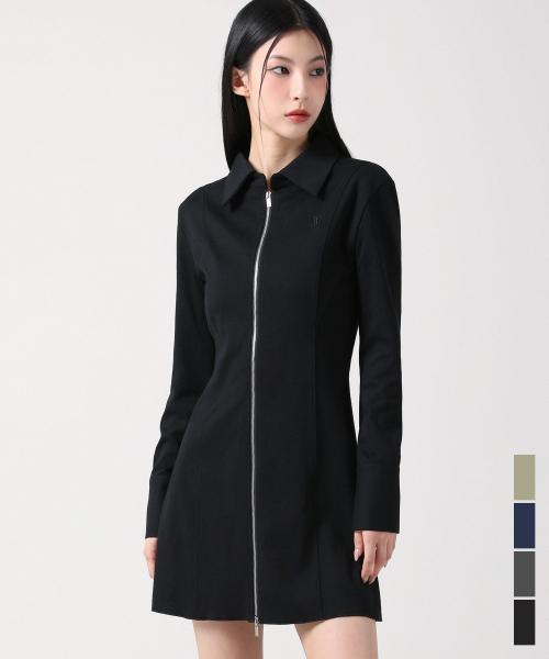 Sopy Collar Long-sleeve Dress - 4COL
