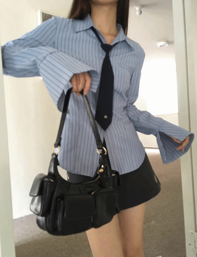 프레피 스쿨룩 스트라이프 타이세트 셔츠