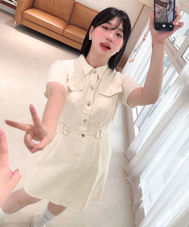 [자체제작 ] 무배 속닥속닥데님 카라원피스