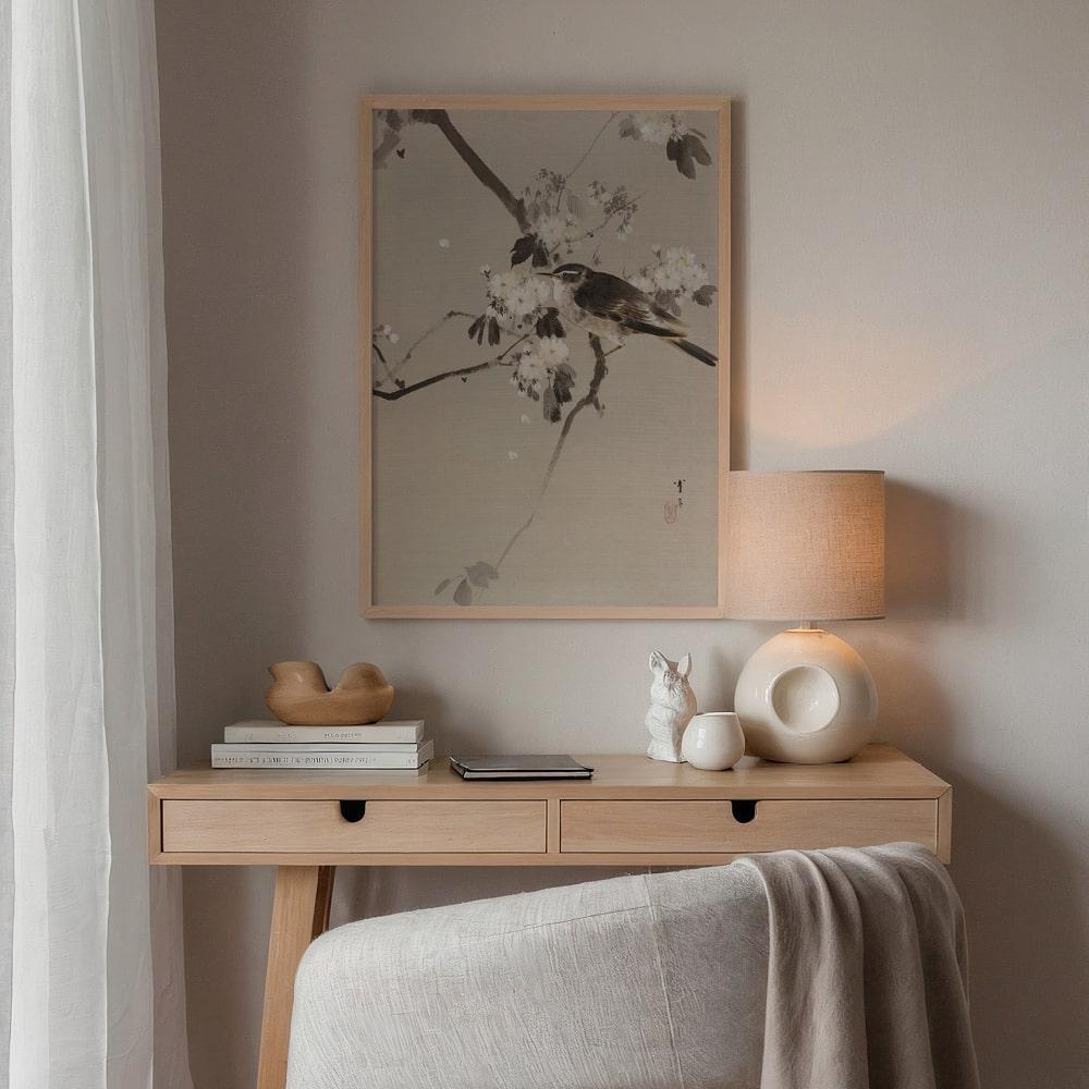 꽃가지 위의 새