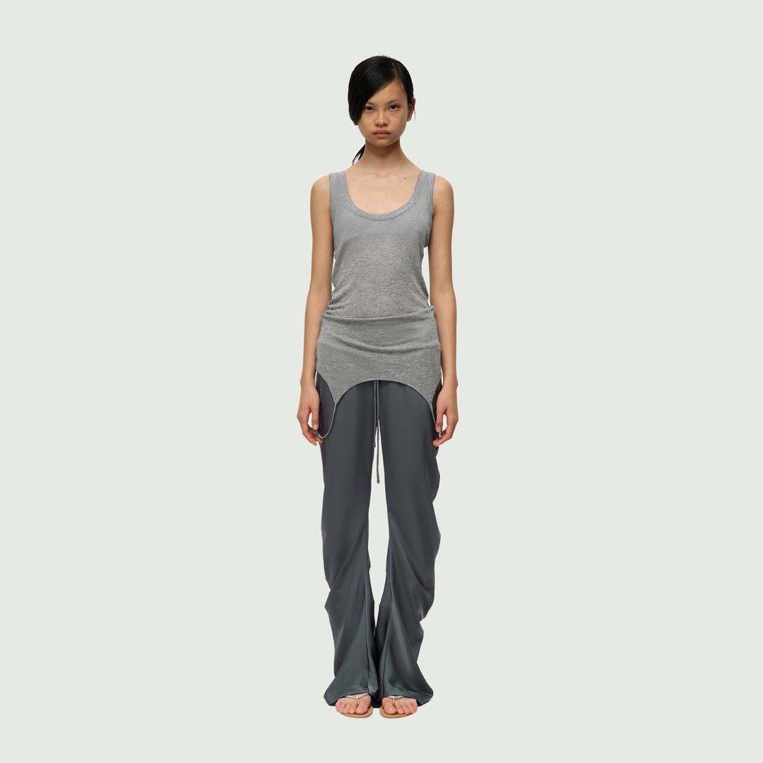The Drape Cut Satin Flared Trousers - BLACK / XS