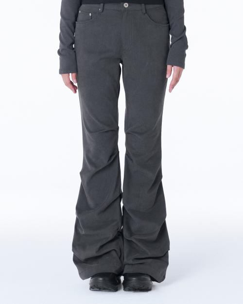 Shirring bootscut pants CHARCOAL