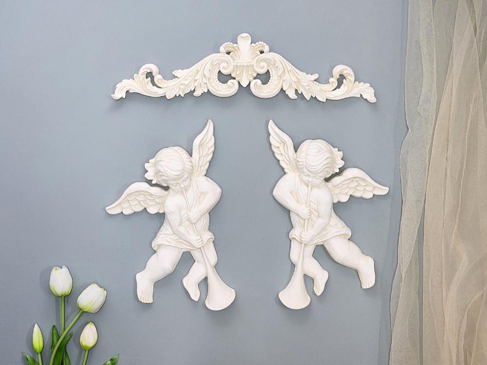 쉐비블랑체 천사 몰딩 벽걸이 장식 소품 거실 침실 인테리어 벽장식