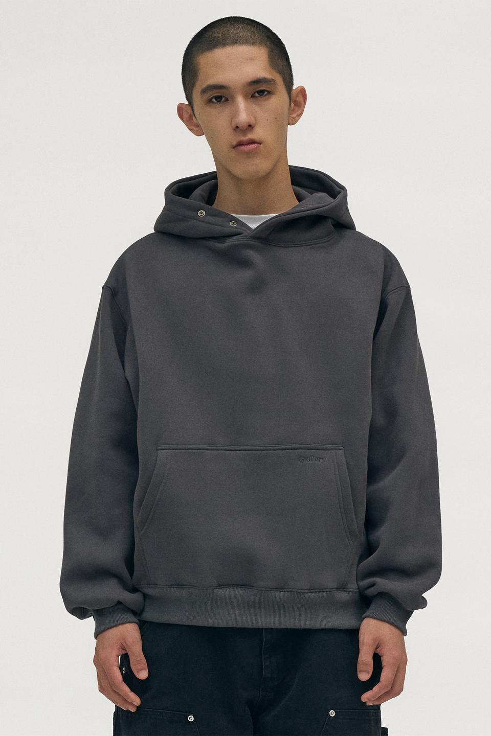 PLAIN SNAP HOODIE [CHARCOAL]