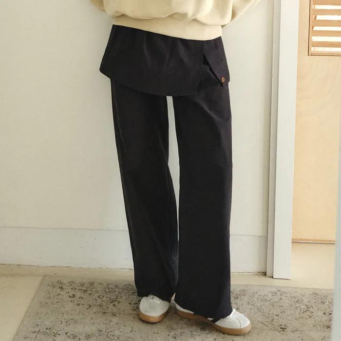 Mix Wrap Skirt Pants_NAVY(W26PT02)