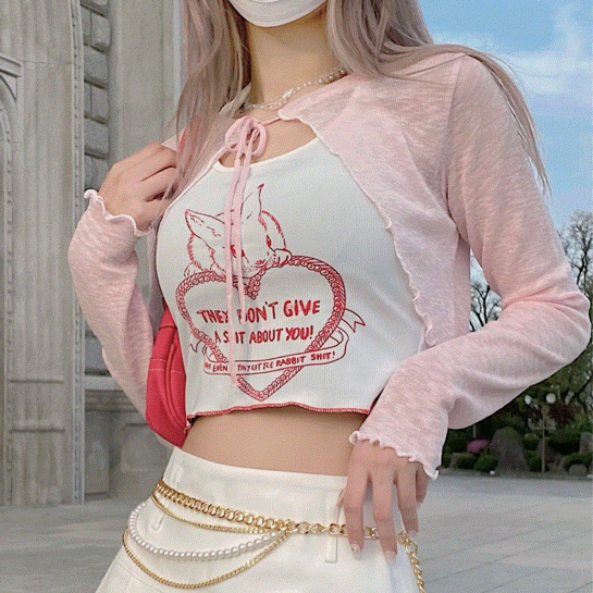 부분당일출고[지금부터필수템ෆ]Summer ribbon wave crop bolero