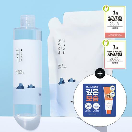 [한정기획] 라운드랩 1025 독도 토너 대용량 리필기획 (300ml+300ml 리필+약콩판테놀크림1.5ml)