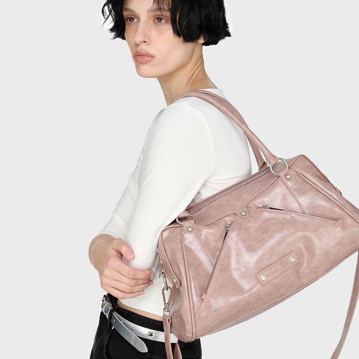 Faux Leather M.O.S Bag, PINK