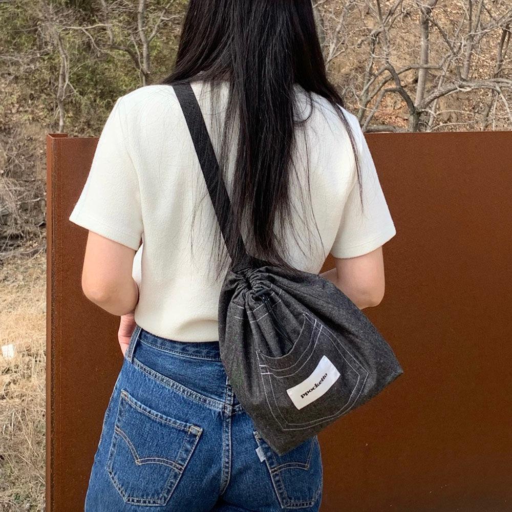 ppocketto sling bag - black denim 흑청