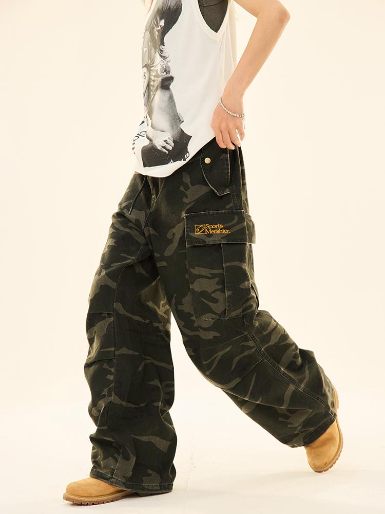 MAIKAO Multi-pocket Camouflage Wide Pants