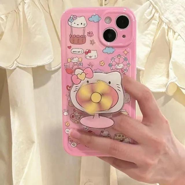 키티 선풍기 아이폰케이스 귀여운 인형 케이스 스트랩 그립톡 커플 폰케이스 아이폰 갤럭시 케이스 아이폰14 Z플립 손민수 지수 키티 핸드폰케이스 김채원케이스 아이돌 회전