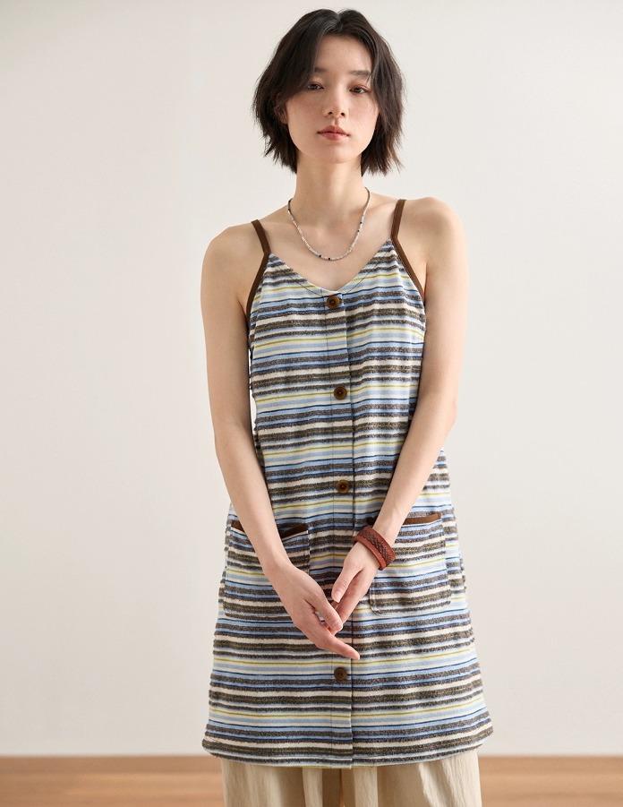 Octopus-me 스트라이프 민소매 원피스 (2color)