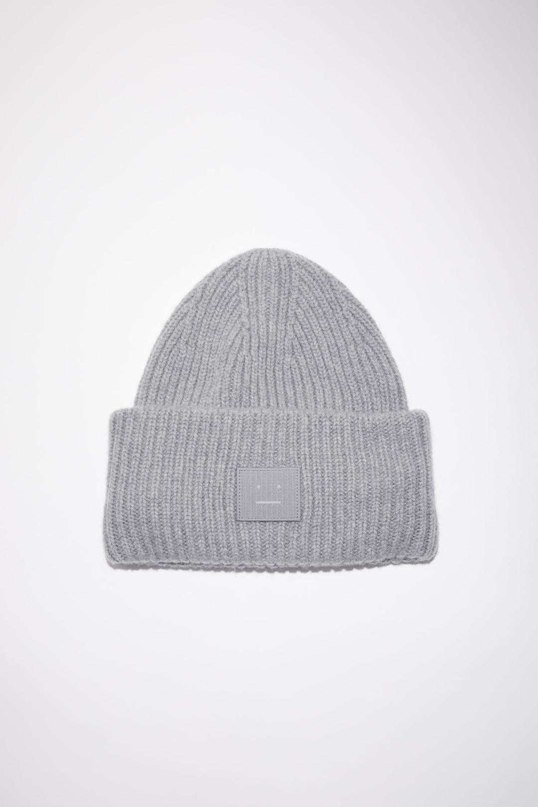 리브드 비니 모자 - 그레이 멜란지