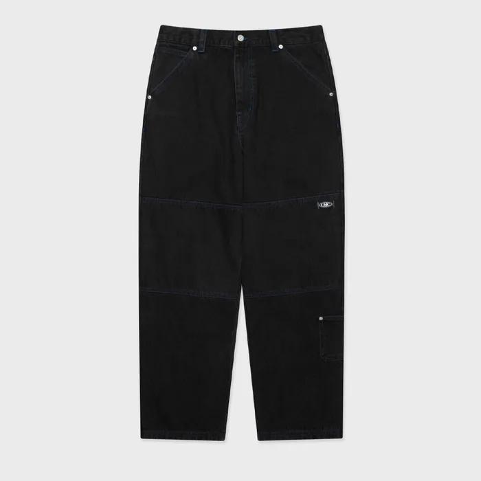 CNTRST ST DOUBLE KNEE DENIM PANTS black