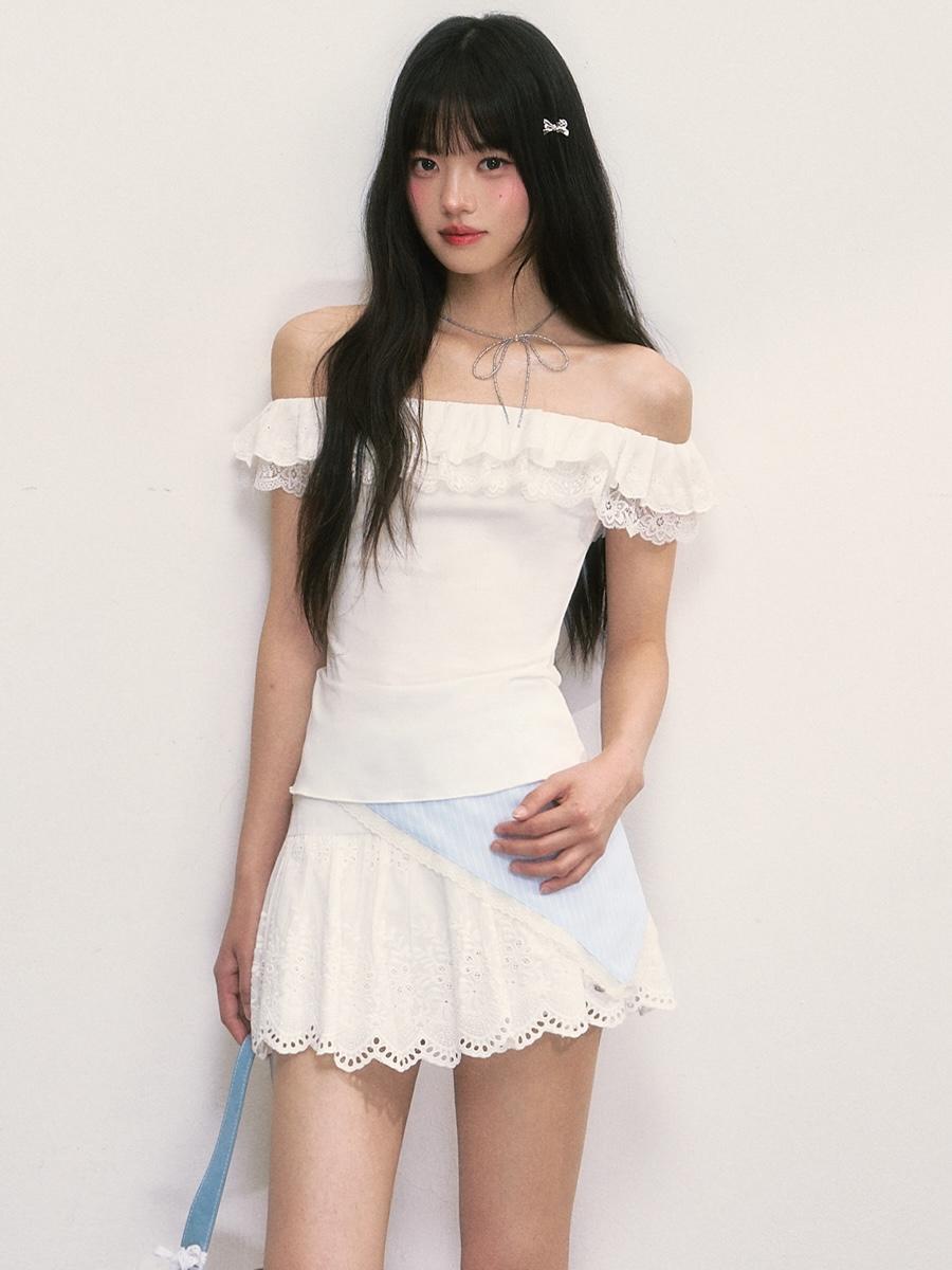Weekendhub Lace Whispers Off-Shoulder Top