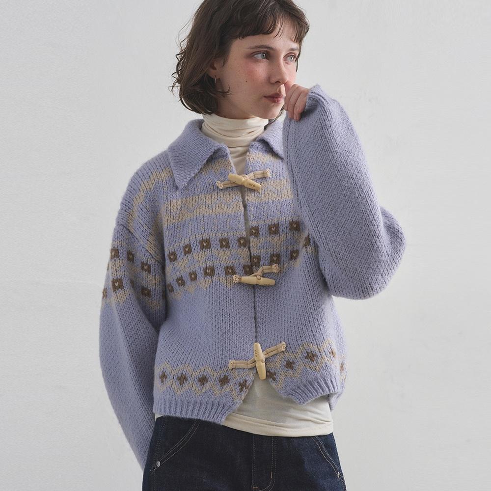 아모어 더플 노르딕 울 카디건_Sky Breeze