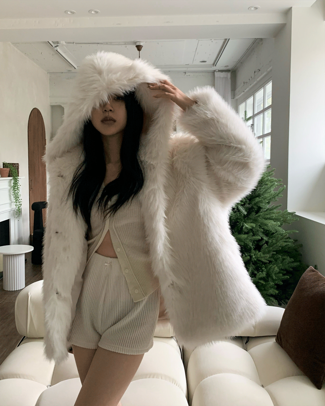 Hoodie fur jacket