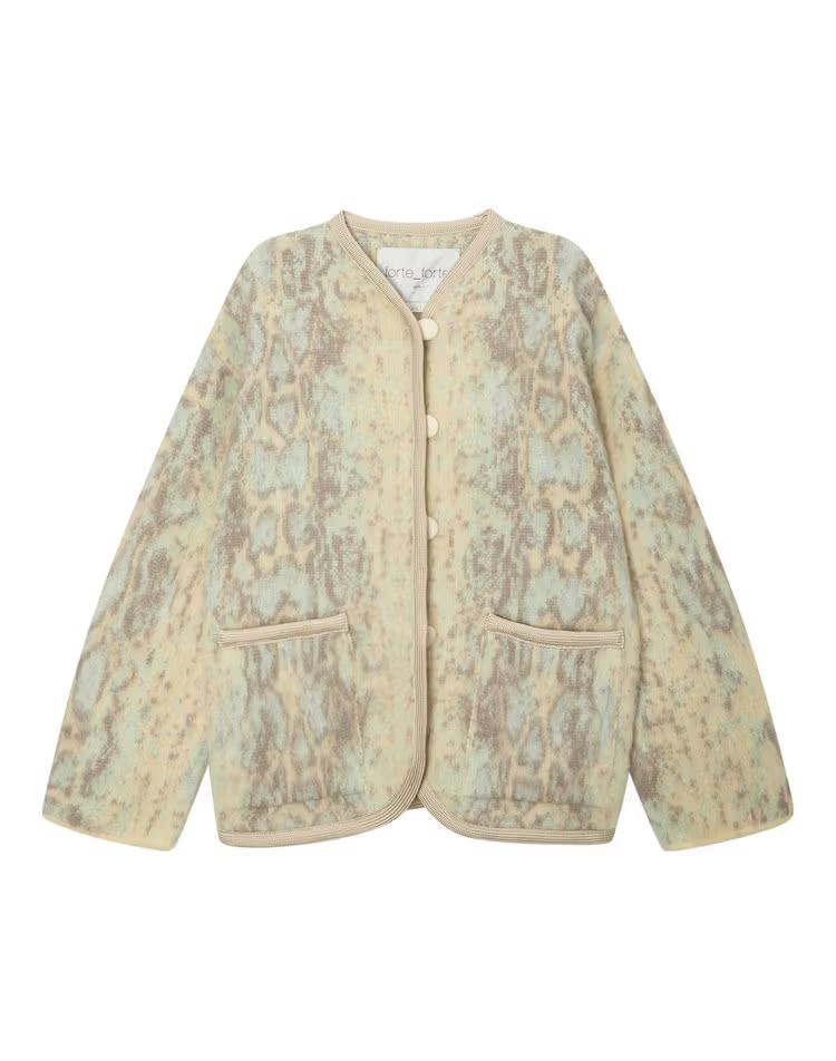 [시즌오프]옐로우 레오파드 울혼방 가디건