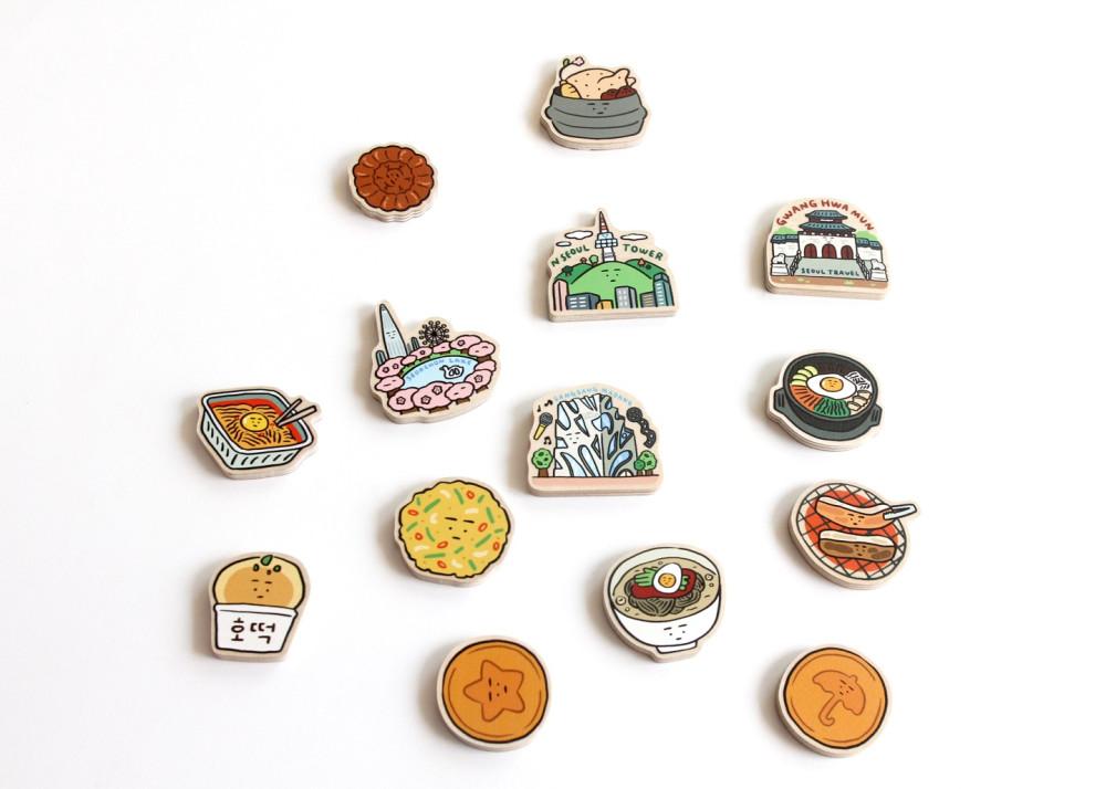 백반 나무 마그넷 [상상마당] - 서울 여행 마그넷 14종