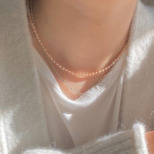 핑크 릴리 담수진주 목걸이