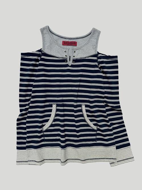 OVERLOCKED OFF-SHOULDER T-SHIRT : ST.NAVY