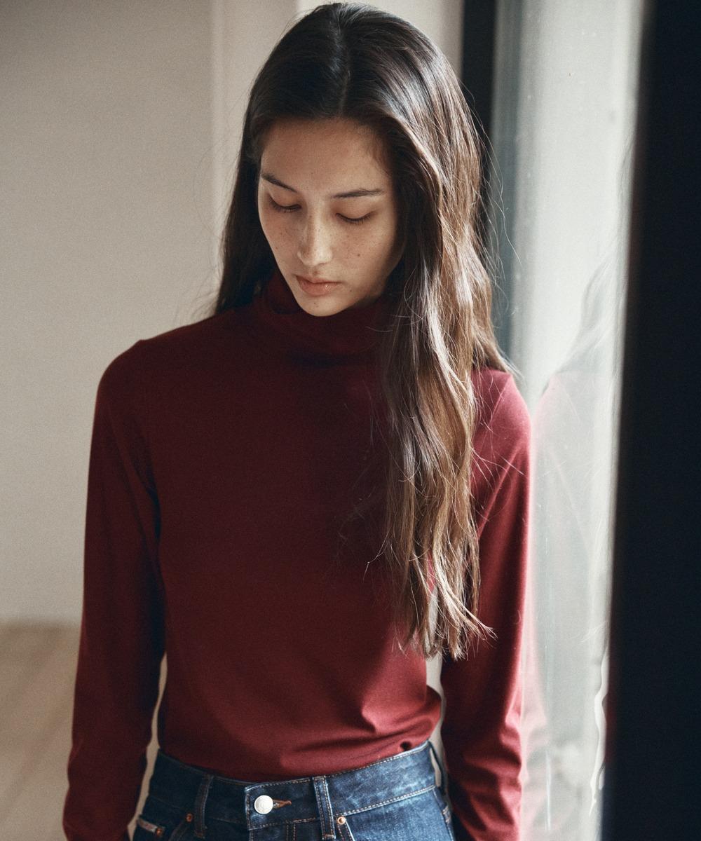 A3558 피네스 터틀넥 티셔츠_Wine