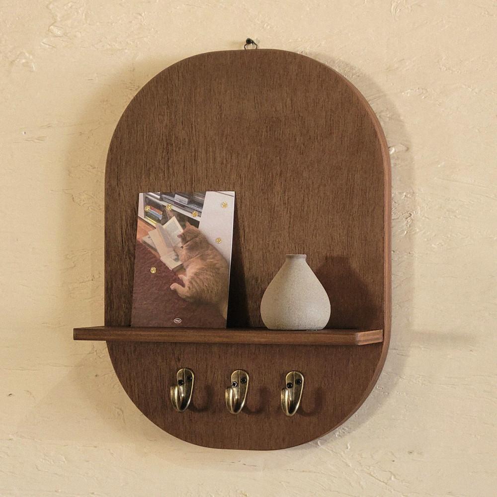 [SOIRO] Large Rounding Wall Hanging Shelf & Hooks _ 대형 벽걸이 선반 오브제 진열