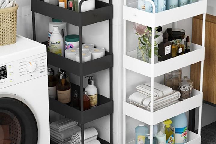 4단 좁은 틈새 이동식 선반 트롤리 트레이 효율적인 수납 보관