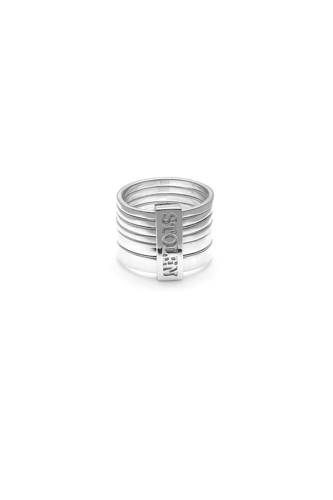 SIX PIECE BAND RING - Silver / Sterling Silver 925 - Made in China / L