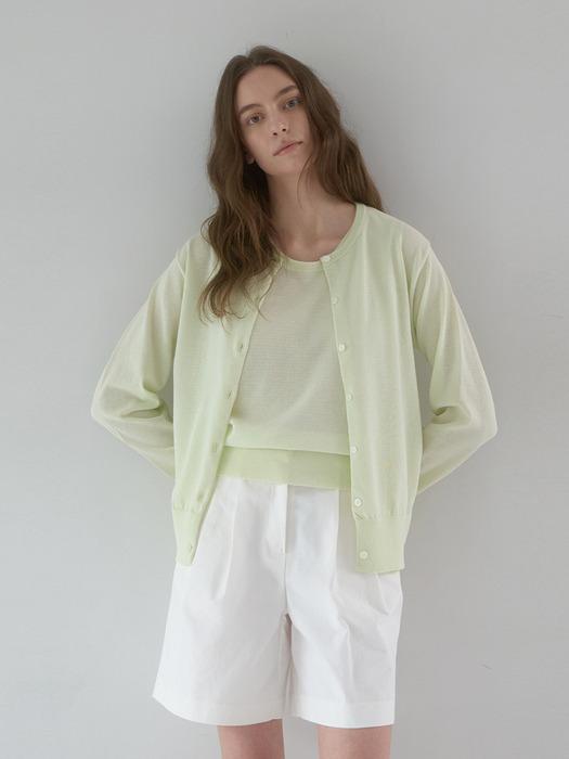 Summer Basic Round Cardigan - Green