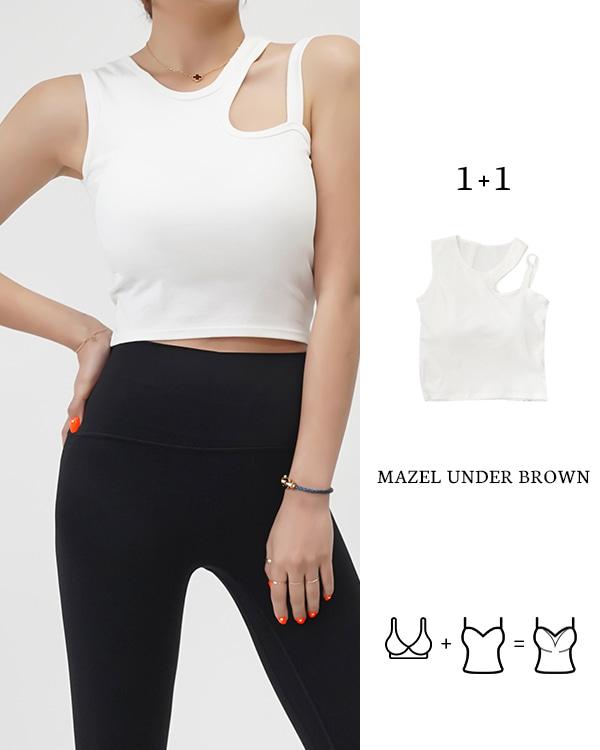 마젤브라운 컷팅 숄더 브라 탑 [캡내장] [1+1]