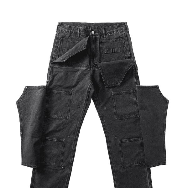 [엠비비카] 디스트레드 더블니 바버 팬츠