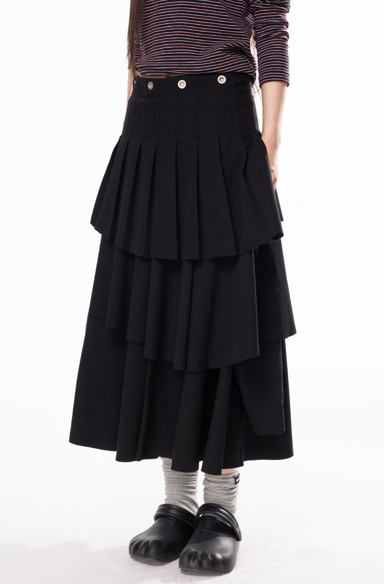 JIKOO Overlap Pleated Cake Skirt
