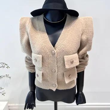 [VIVA] 23W 파워숄더 포켓 니트 숏가디건