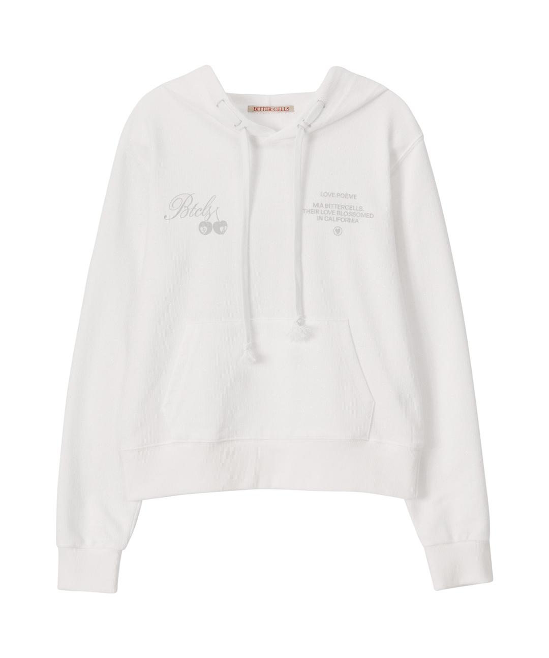 Cherry Poem Slim Fit Hoodie-White