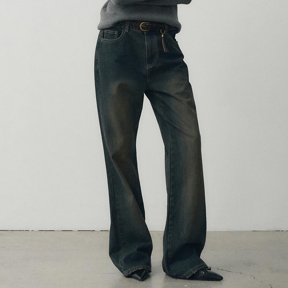 디스트로이드 플레어 데님 팬츠 (빈티지블루)